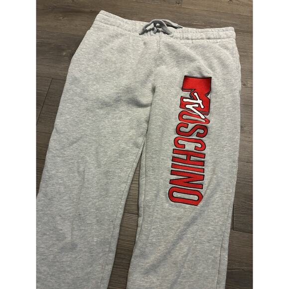H&M x Moschino MTV Grey Sweatpants Small Womens Designer Logo Spell Out - Picture 2 of 7